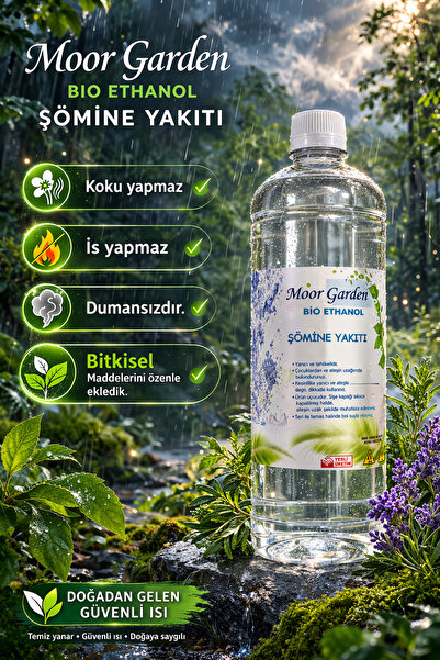 Moor Garden 1 Litre Yenilenebilir Enerji Kaynağı Bioethanol Şömine Yakıtı Kokusuz Dumansız
