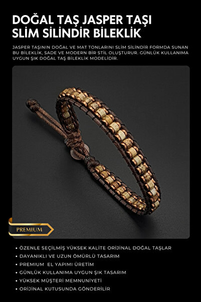 Seven Art Jewelry Doğal Taş Bileklik, Jasper Bileklik, Slim Silindir Bileklik...