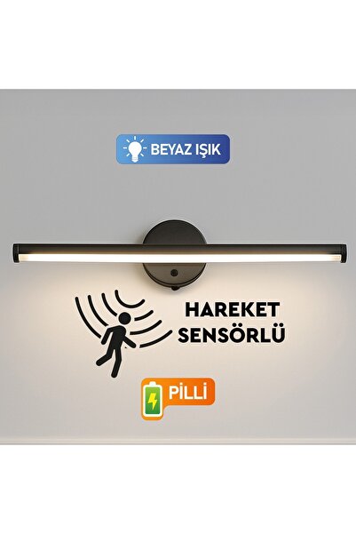 Nobbystar Sök-Tak Sensörlü Beyaz Işık Yapışkanlı Pilli Led Aplik 38cm