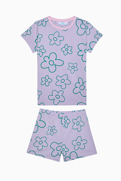 Penti Σετ πιτζάμες για κορίτσια Flowers Cotton Lilac