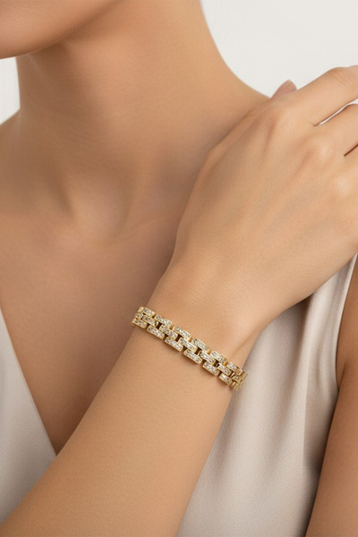 XUPING JEWELRY Stil Incisi/ 14 Ayar Altın Kaplama, Baklava Model Zirkon Taşlı...