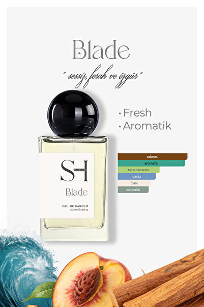 SH FRAGRANCES Blade EDP Erkek Parfüm | Fresh-Aromatik | Bergamot-Limon | Çam-...