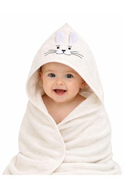 Baby Shez %100 Pamuk Yenidoğan Bebek Kundak Nakışlı Banyo Havlusu