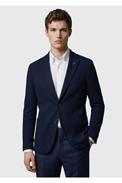 Ramsey سترة محبوكة من مزيج الصوف باللون الأزرق الداكن