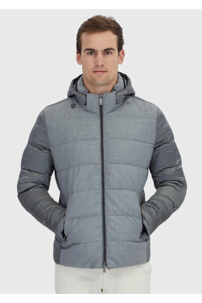 Ramsey معطف منسوج كاجوال بقلنسوة باللون الرمادي