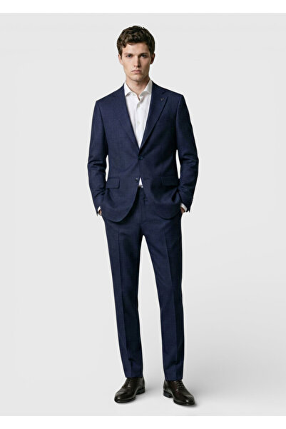 Ramsey بدلة صوف 100% ذات لون أزرق داكن ذات وزن صفر وقصة ضيقة