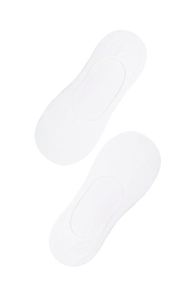 Penti 2 Ζεύγη Βαμβακερές Αντιολισθητικές Κάλτσες Μπαλαρίνας Λευκές με Τακούνι