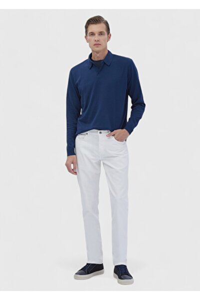 Ramsey Λευκό ίσιο τζιν παντελόνι κανονικής εφαρμογής 100% βαμβακερό