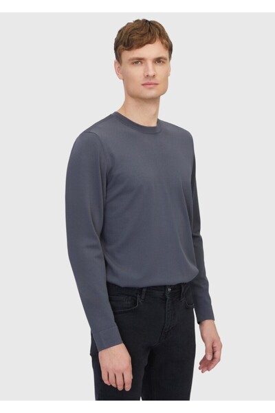 Ramsey Πλεκτό πουλόβερ από ανθρακί με λαιμόκοψη