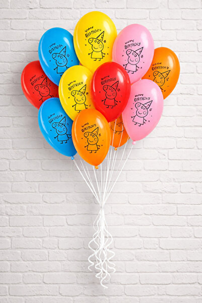 Parti Station Peppa Pig Balon Peppa Balon 10 Adet Baskılı Doğum Günü Balonu