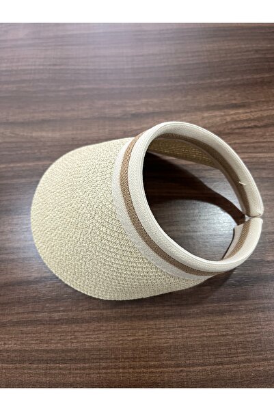 Butik Pălărie de vară cu vizor din paie, cu dungi, importată, de culoare bej,...