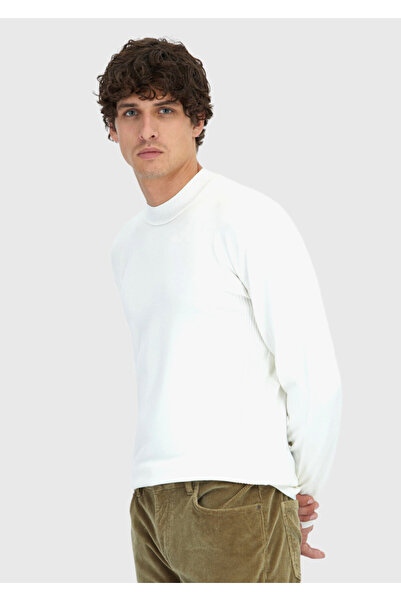 Ramsey Ecru Crew Neck Plain Knit Sweater