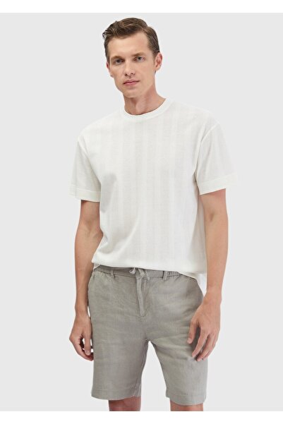 Ramsey T-Shirt Ecru Jacquard Crew Neck 100% Cotton