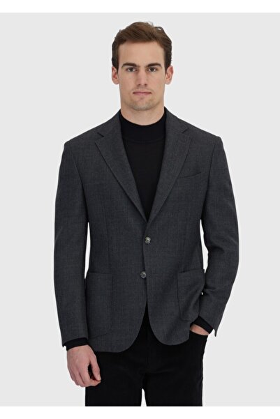 Ramsey سترة من الصوف بنسبة 100% بقصة ضيقة منقوشة من أنثراسايت