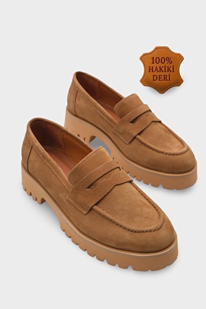 Capone Outfitters Tisha Cork Sole Γνήσιο Δέρμα Γυναικεία μοκασίνια