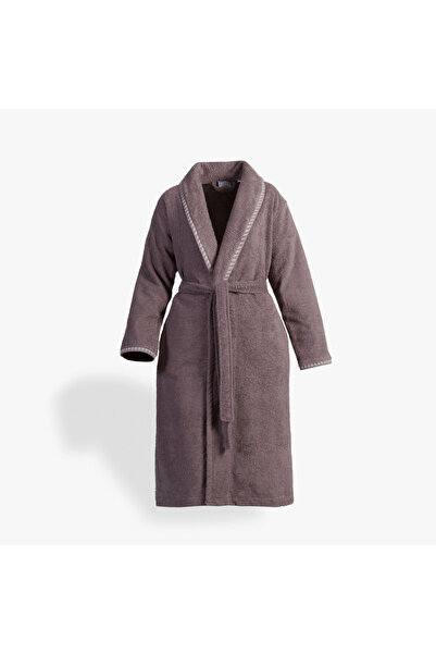 Green Black Γυναικείο μπουρνούζι Tria 100% βαμβακερό ζακάρ βιζόν