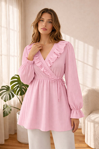 bellura Fırfırlı Önü Bağcıklı Lastikli Kimono