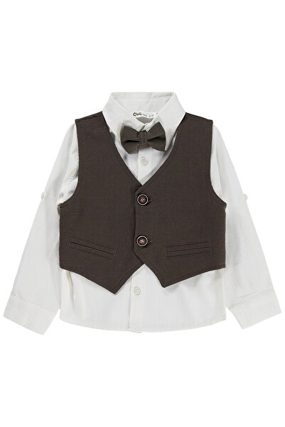 Civil Boys 2-5 Years Old Shirt with Bow Tie and Vest - Brown