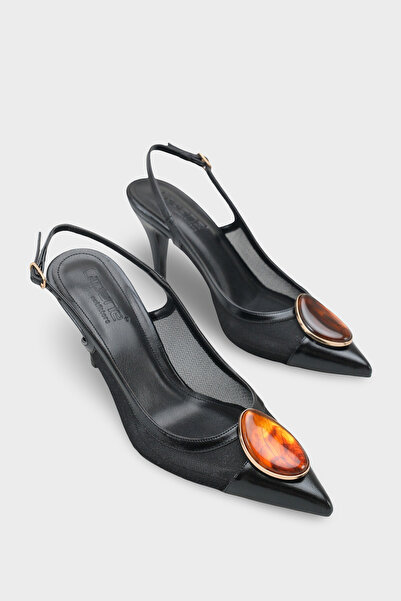 Capone Outfitters Γυναικεία παπούτσια Liane με μεσαίο τακούνι, πέτρινο πλέγμα...