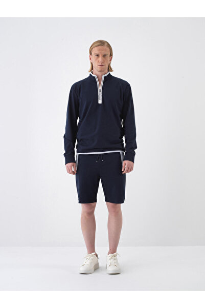 Xint Erkek Lacivert Slim Fit Pamuklu Şort