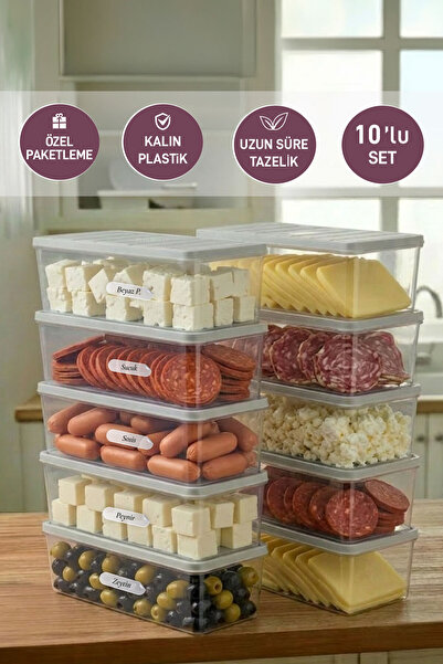 SELKA HOME 10 Pieces 2 Lt. Nora Organizer Refrigerator Freezer Organizer Stor...