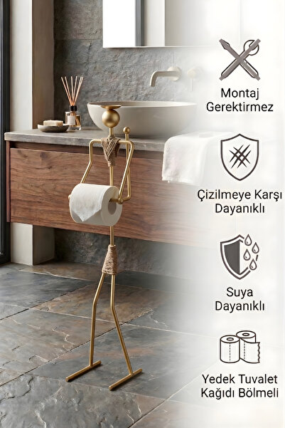 Grandmix Dekoratif Tuvalet Kağıdı Askısı İnsan Figürlü Minimalist Tuvalet Kağ...