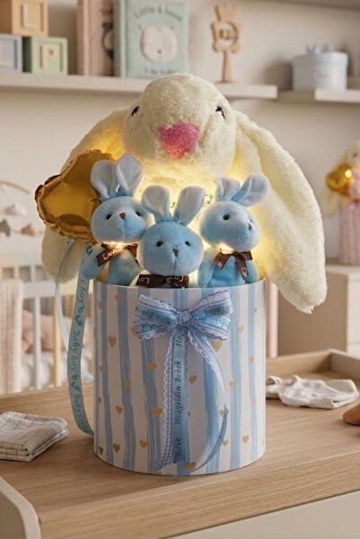 Sole Led Işıklı Özel Kutuda Uyku Arkadaşı Bunny Peluş Tavşan ile Yeni Doğan H...