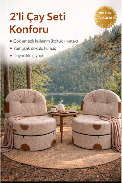 PUFYMAX Comfy Yeni Nesil Bohem Çay seti,İkili koltuk berjer,uzanma koltuğu ço...
