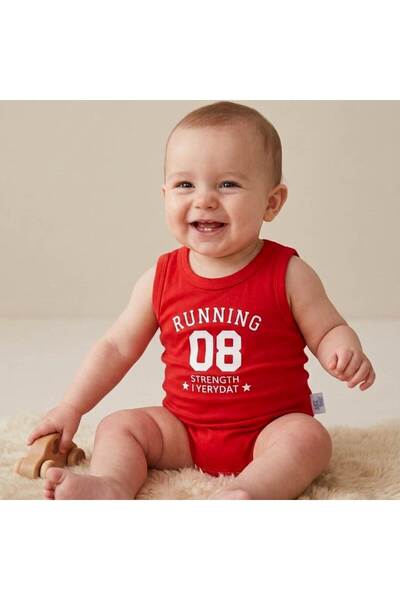 jijek baby kids Red Boy - Girl Baby 2-Piece Undershirt Bodysuit 100% Cotton S...
