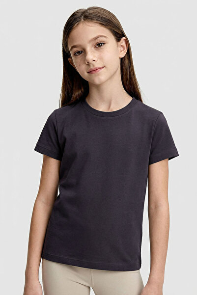 TOMMY LIFE Παιδικό μπλουζάκι Anthracite O Neck Standard Fit Basic Unisex - 11328