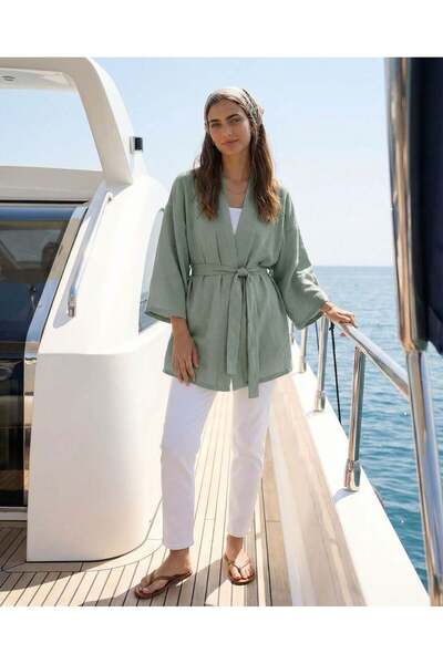 HerTon Γυναικείο κιμονό με ζώνη