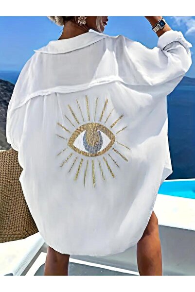 SAILOR moda Φόρεμα παραλίας από βαμβακερό ύφασμα μουσελίνας