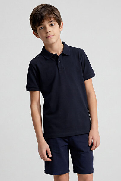 TOMMY LIFE Μπλουζάκι με γιακά πόλο σε μπλε ναυτικό χρώμα Standard Fit Basic U...