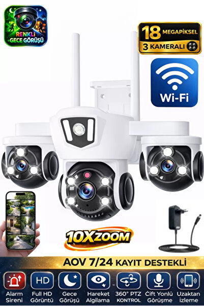 E5804 WİFİ 4 Kameralı Güvenlik Kamerası 20MP ULTRA HD PTZ Hareketli Sesli Gece Görüşlü Akıllı Kamera