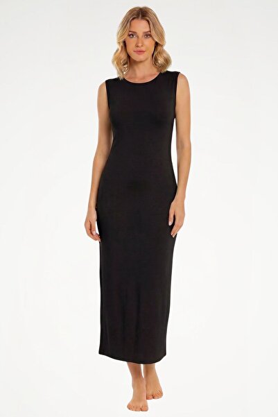 Newteam Γυναικείο φόρεμα Μπαμπού με λαιμόκοψη O και μακριά μανίκια - Πολύ απα...