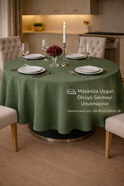 Rona Home Χακί Πράσινο Στερεό Τραπεζομάντηλο Ανθεκτικό στους λεκέδες Κομψό Μο...