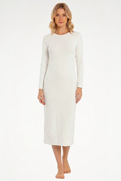 Newteam Μοντάλ Μακρυμάνικο φόρεμα με λαιμόκοψη σε σχήμα Ο - Πολύ απαλό άνετο ...