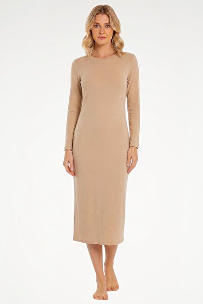 Newteam Μακρυμάνικο φόρεμα Modal με λαιμόκοψη σε σχήμα Ο - Πολύ απαλό, άνετο ...