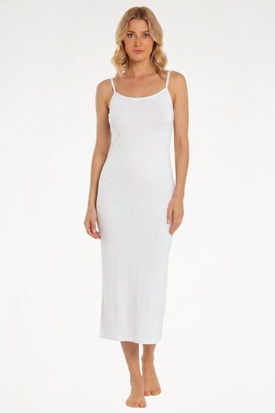 Newteam Γυναικείο μακρύ φόρεμα από μπαμπού με λουράκια - Εσωτερική επένδυση φ...