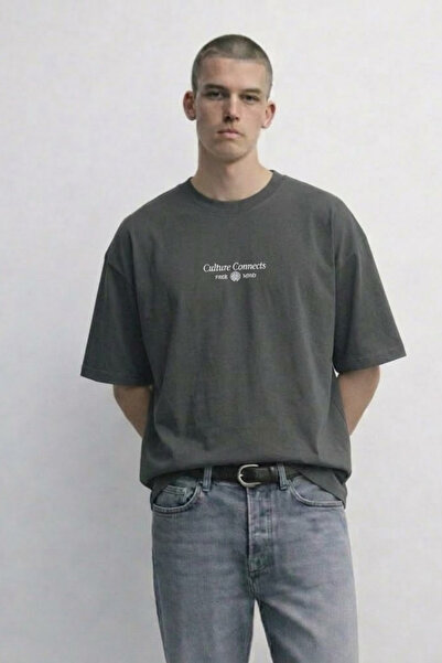 MATERIAL Ανδρικό μπλουζάκι Oversize Culture Connect με στάμπα και σμοκέ εφέ