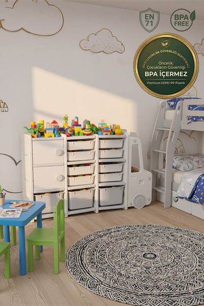 CREALISOL Truck Series Çocuk Odası Oyuncak Düzenleyici - Büyük Boy Tır Figürl...