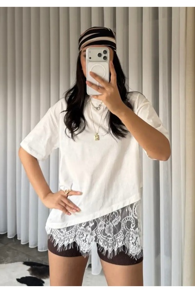 Perry Boutique Γυναικεία φούστα με ασύμμετρη δαντέλα και λεπτομέρεια μπλούζας