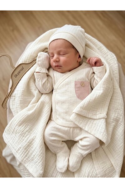 Mini Okyanus Bebe %100 Pamuk Müslin Yenidoğan Hastane Çıkışı Seti 7 Parça – N...