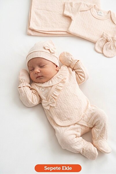 Mini Okyanus Bebe %100 Pamuk Müslin Yenidoğan Hastane Çıkışı Seti 7 Parça – N...