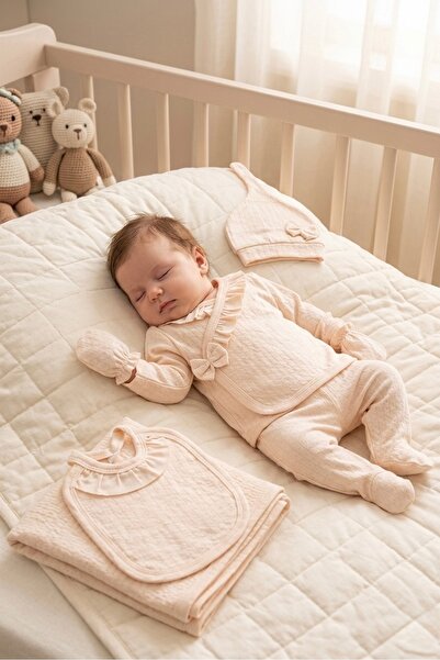 Mini Okyanus Bebe %100 Pamuk Müslin Yenidoğan Hastane Çıkışı Seti 7 Parça – N...