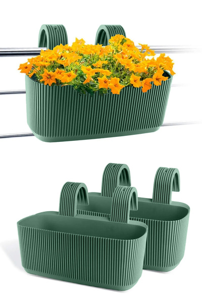 ToXA 2'li Pera Askılı Balkon Saksısı Seti 3,2 Litre (29cm) Ayarlanabilir Deng...