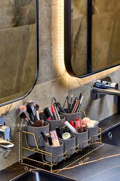 Edora Home Χρυσός οργανωτής επιτραπέζιων προϊόντων μακιγιάζ και καλλυντικών, ...