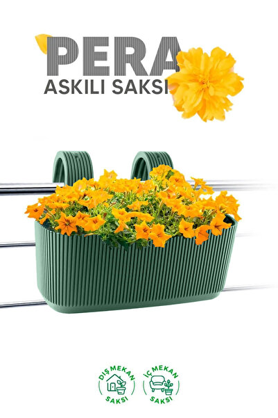 ToXA Pera Askılı Saksı 3,2 Litre Koyu Yeşil 29cm Plastik Bahçe Balkon Veranda...