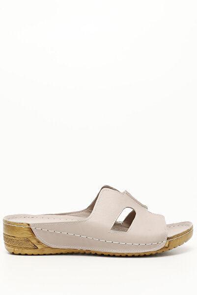 GÖNDERİ(R) Cremefarbene Gön-Damenhausschuhe aus echtem Polstersohlenleder 42615