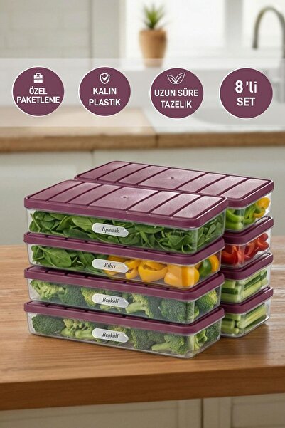 SELKA HOME 8 Pieces 1 Liter Nora Organizer Refrigerator Freezer Organizer Sto...